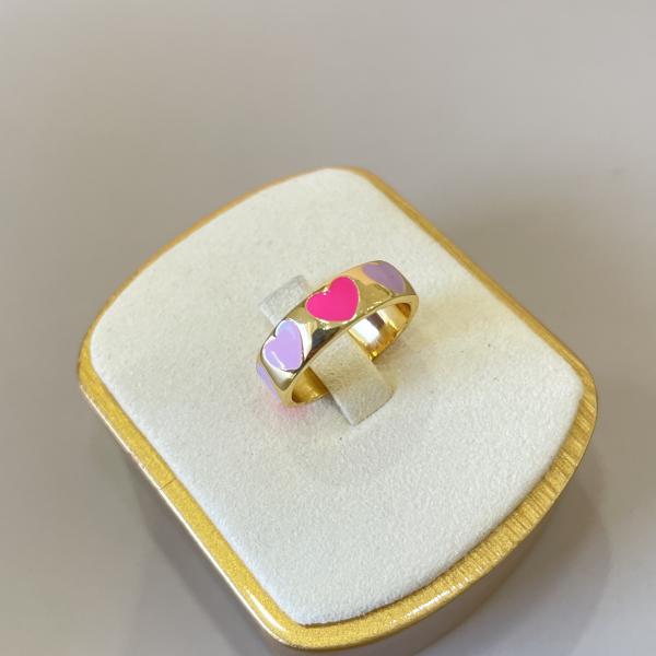 ANILLO CORAZONES ROSA LAVANDA
