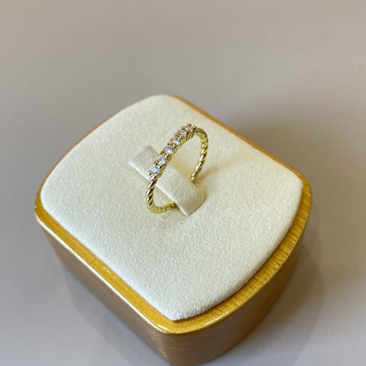 ANILLO TRENZADO SEIS CRISTALES CLEAR