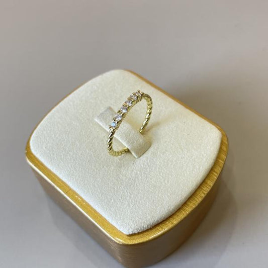 ANILLO TRENZADO SEIS CRISTALES CLEAR