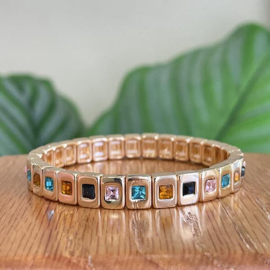 PULSERA ISIS FULL CRISTAL NEGRO AMBAR Y AZUL