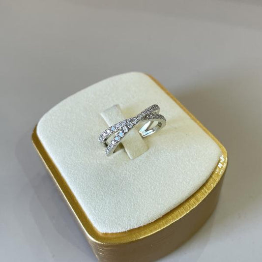 ANILLO CRUZADO CON CRISTALES SILVER