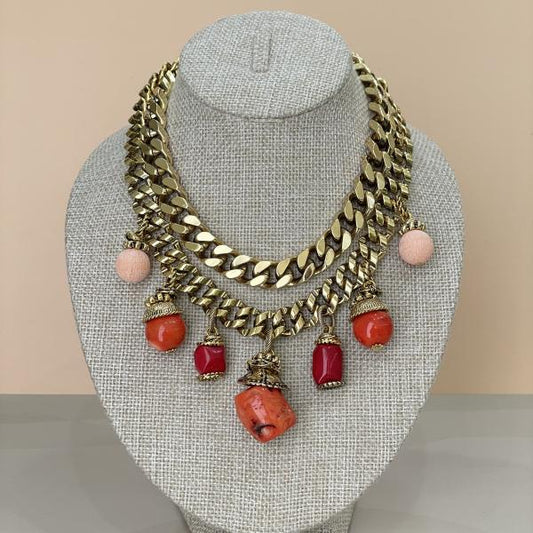 COLLAR XL CORAL Y ROJO