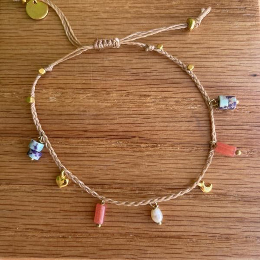 PULSERA TANZANIA -AZUL Y ROJO