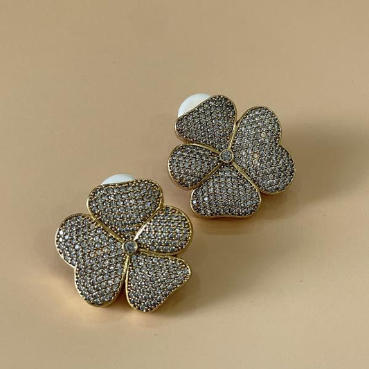 ARETES CLOVER FLOR CON CRISTAL