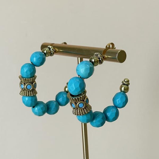 ARRACADAS GLAM HOOPS AMAZONITA TURQUESA