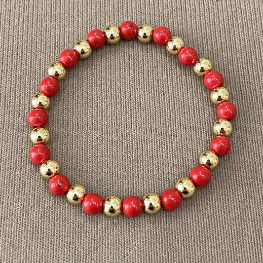 PULSERA BOLITAS- ROJO