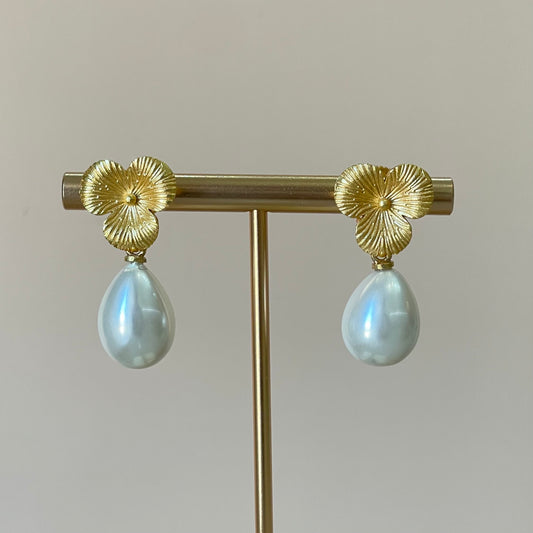 ARETES BAROQUE PEARL & FLOR I