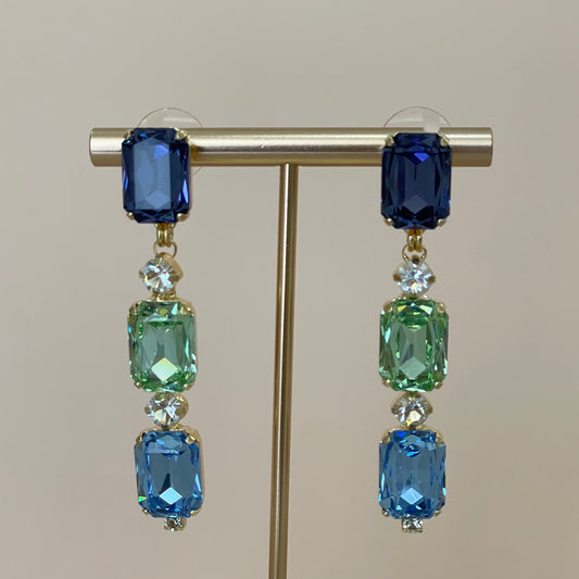 ARETES ZAYN MORADO VERDE Y AZUL