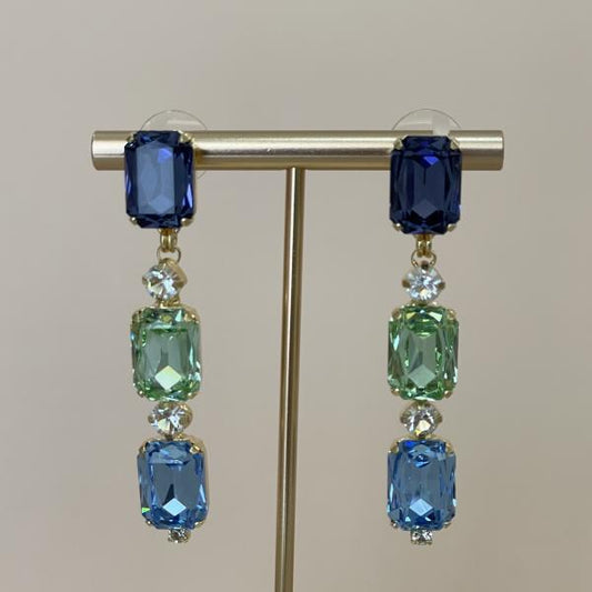 ARETES ZAYN MORADO VERDE Y AZUL
