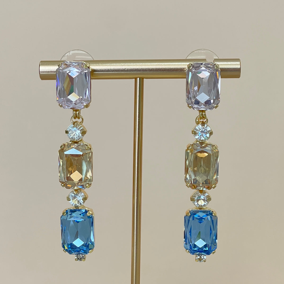 ARETES ZAYN ROSA GOLD Y AZUL