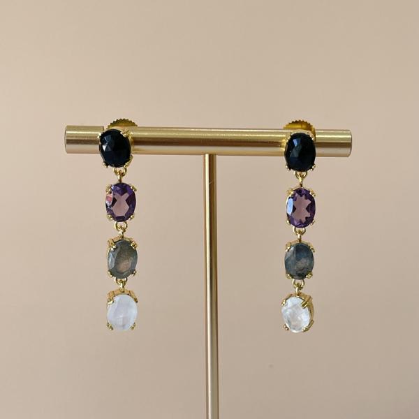 ARETES 4 GEMSTONES MULTI GEMS BLACK