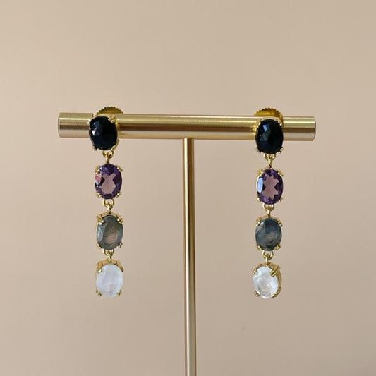 ARETES 4 GEMSTONES MULTI GEMS BLACK