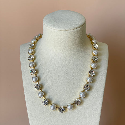 COLLAR SHINE PERLA Y CRISTAL CLEAR