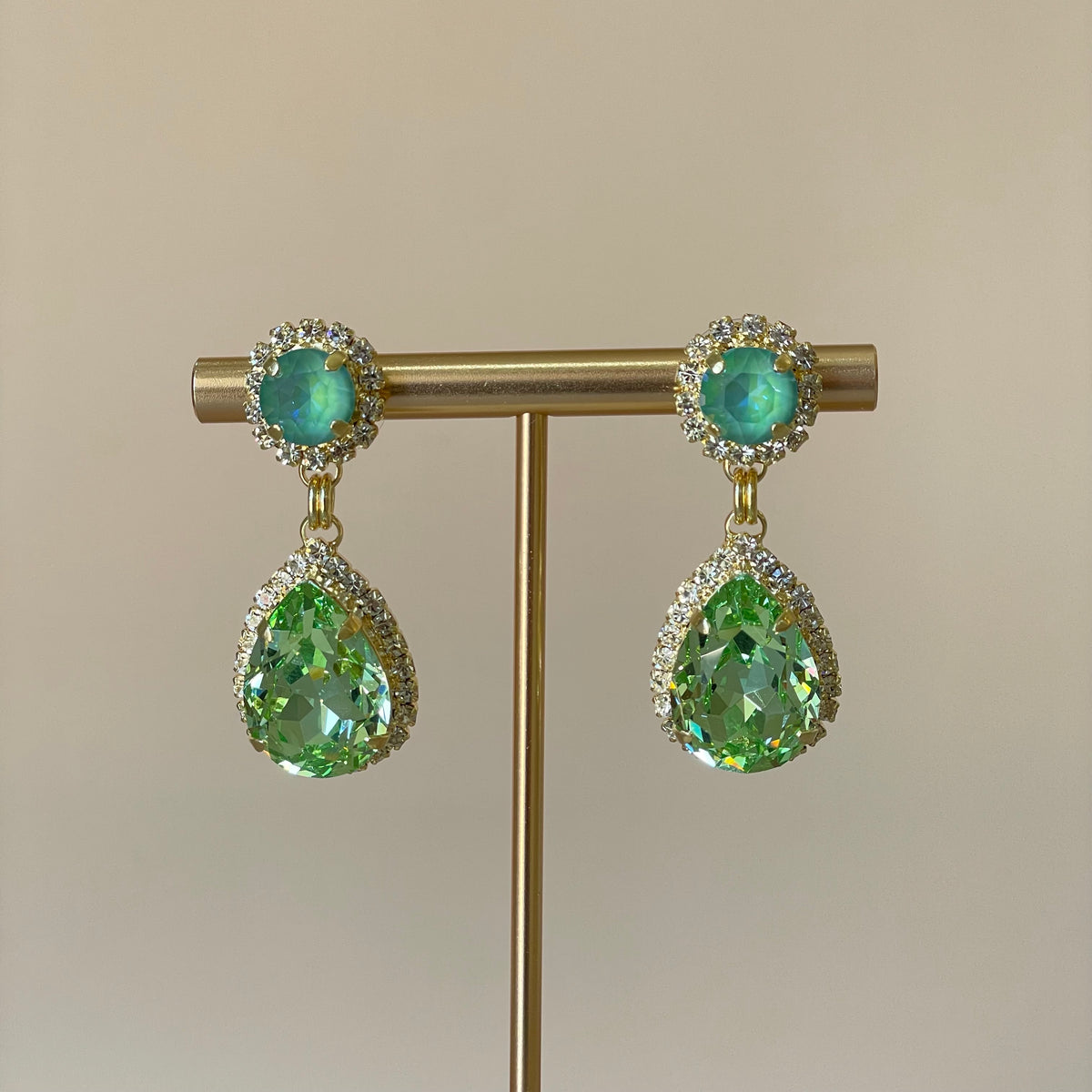 ARETES HEAVEN AZUL TORNASOL Y GREEN BABY -G