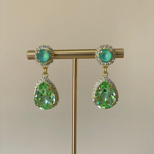 ARETES HEAVEN AZUL TORNASOL Y GREEN BABY -G