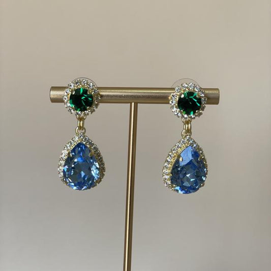 ARETES HEAVEN VERDE EMERLAD Y AZUL -G