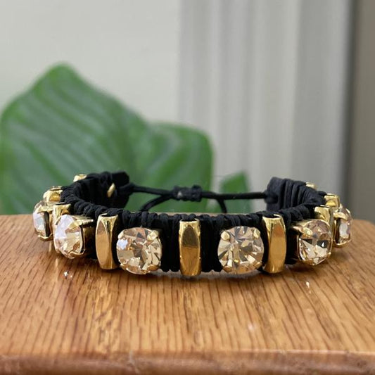 PULSERA CLEO CRISTAL GOLD CON BARRITAS