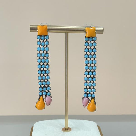 ARETES ZEUS NARANJA TURQUESA