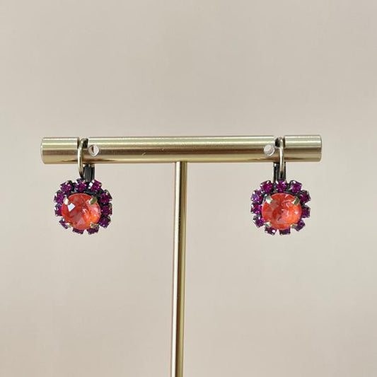 ARETES LIRIO CRISTAL CORAL FUCSIA
