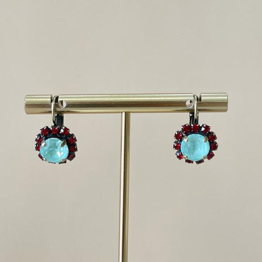 ARETES LIRIO CRISTAL MENTA ROJO