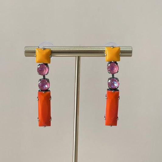 ARETES PEONIA NARANJA ROSA