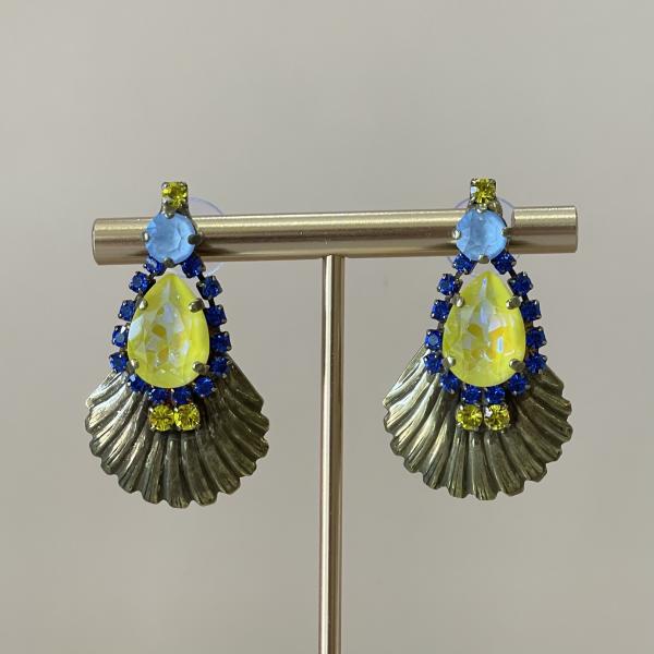 ARETES SHELL CRISTAL AMARILLO