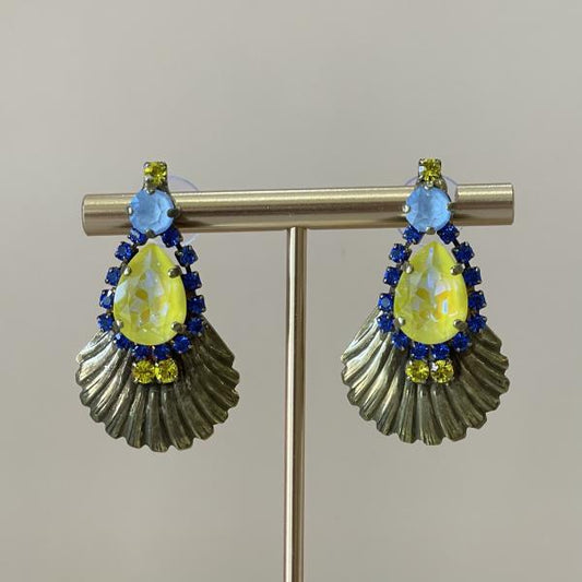 ARETES SHELL CRISTAL AMARILLO