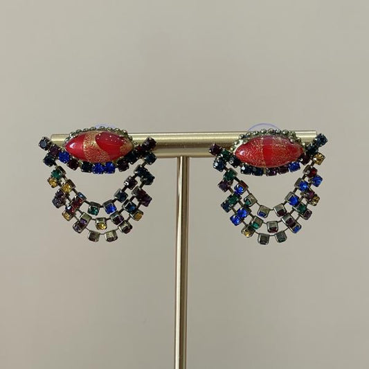 ARETES DINORA ROJO GOLDING COLORFUL