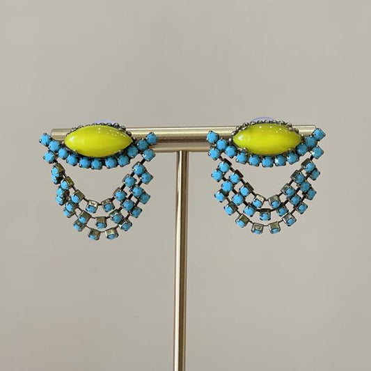 ARETES DINORA MOSTAZA TURQUESA
