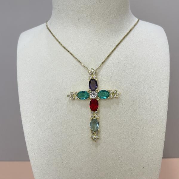 COLLAR CRUZ COLORFUL GOLD