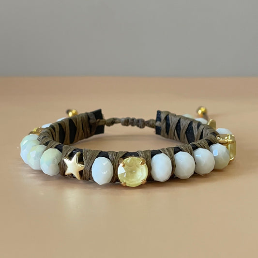 PULSERA FAVORITA PIEDRA BLANCA CON ESTRELLA CRISTAL AMARILLO