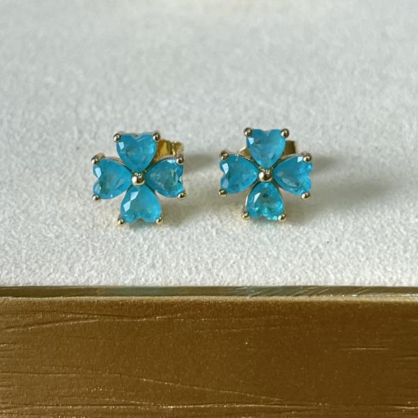 ARETES FLOR - AZUL CELESTE