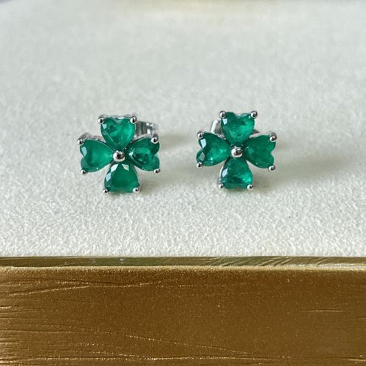 ARETES FLOR - EMERALD