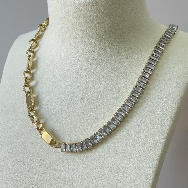 COLLAR CRISTAL BAGUETTE Y CADENA CANDADO