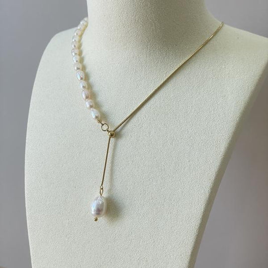 COLLAR LARIAT PERLAS Y CADENA