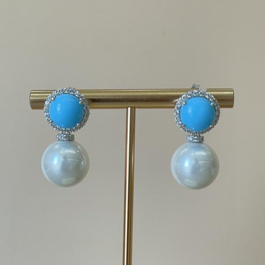 ARETES PERLA TURQUESA