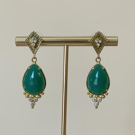 ARETES AISLAN VERDE TRES CRISTALES
