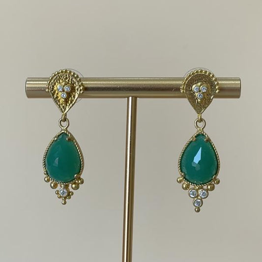 ARETES AISLAN VERDE TRES CRISTALES