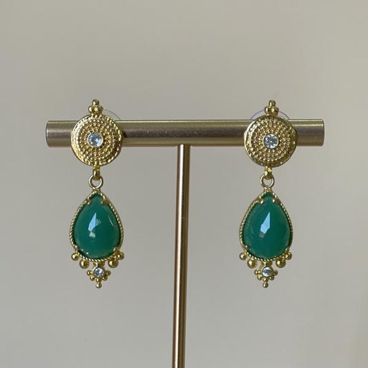 ARETES AISLAN VERDE CON CRISTAL