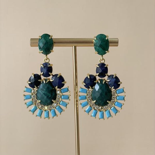 ARETES GOLDEN MIST VERDE TURQUESA