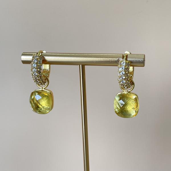 ARETES CON CRISTAL GEMSTONE CHAMPAGNE