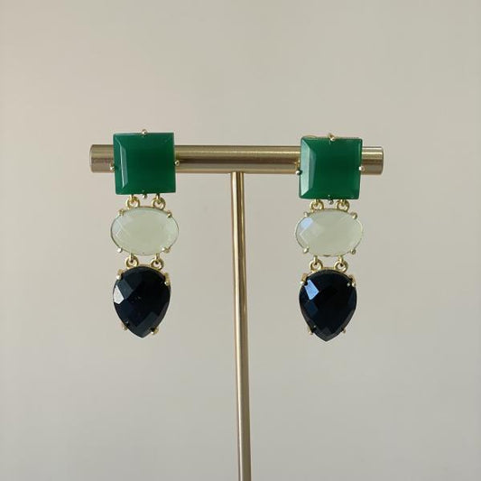 ARETES LUMAR VERDE Y NEGRO