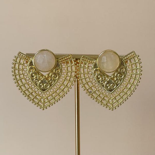 ARETES SABINA -CUARZO ROSA