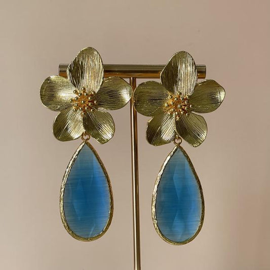 ARETES FLOWER -AZUL