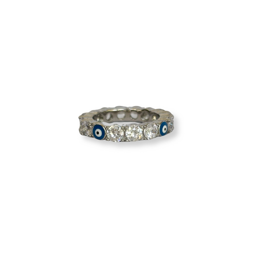 ANILLO SILVER CRISTALES Y OJITO