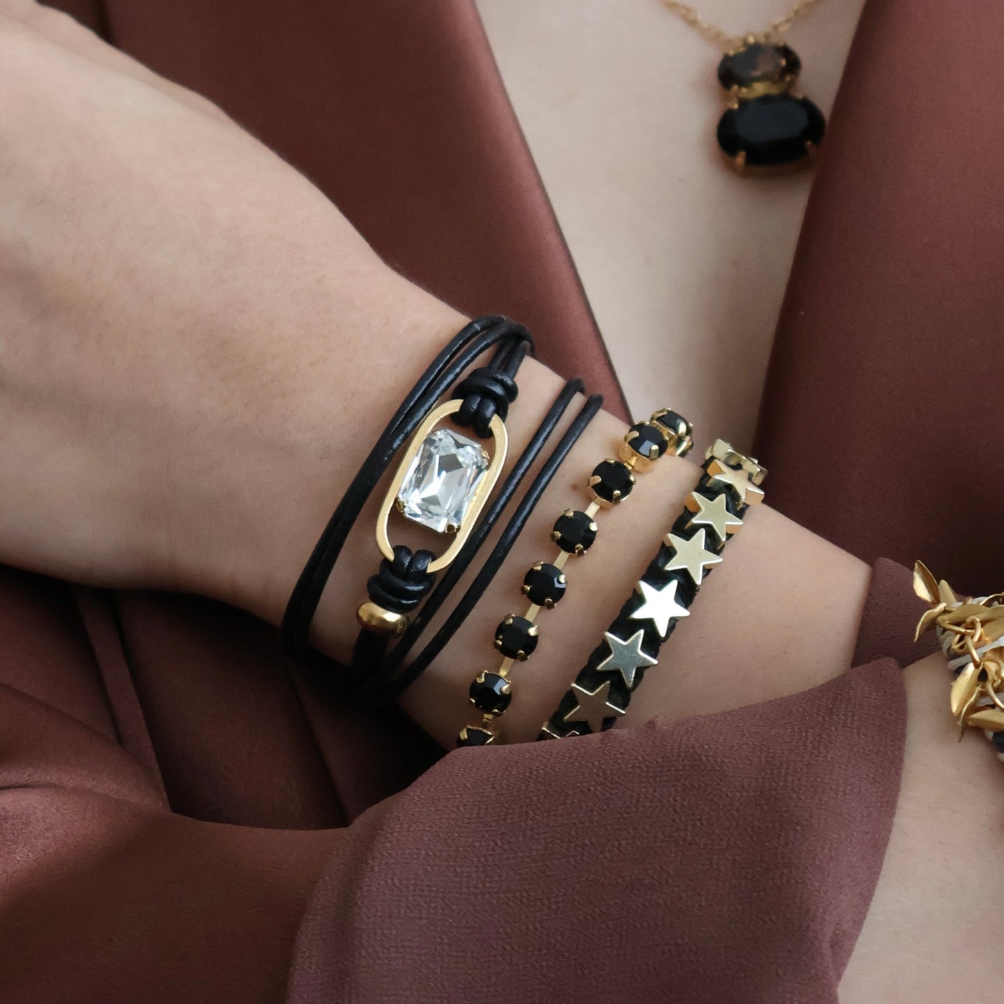 PULSERA ITALIA ENROLLABLE NEGRO CRISTAL GRIS