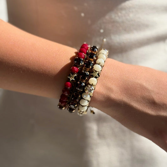 PULSERA FAVORITA PIEDRA BEIGE CRISTAL GOLD -HC