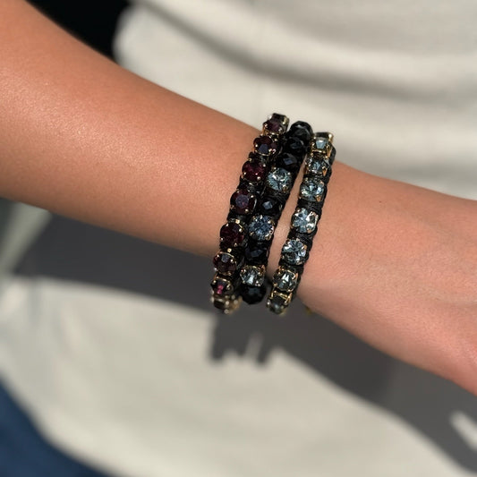 PULSERA FAVORITA PIEDRA NEGRA CRISTAL GRIS -HN