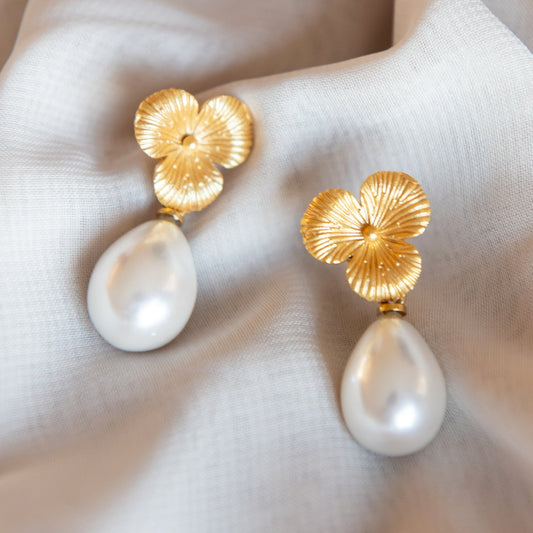 ARETES BAROQUE PEARL & FLOR I