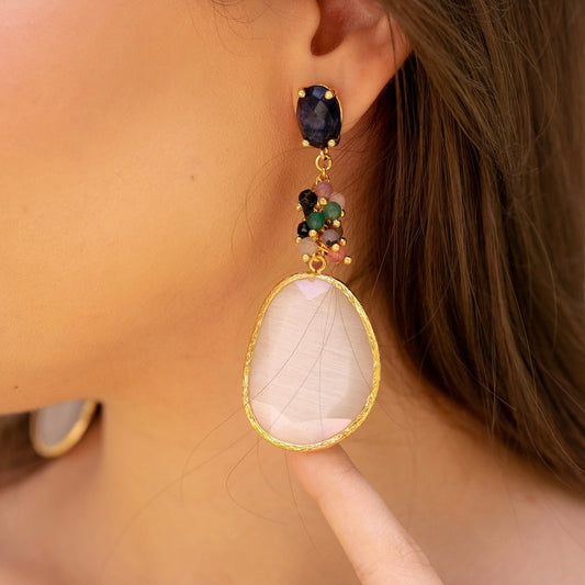 ARETES GIZA AZUL,COLORFUL Y BLANCO